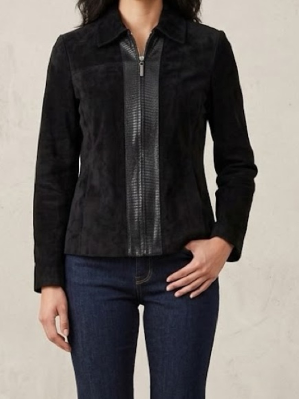 Preston & York Black Suede Leather Zip Jacket 8